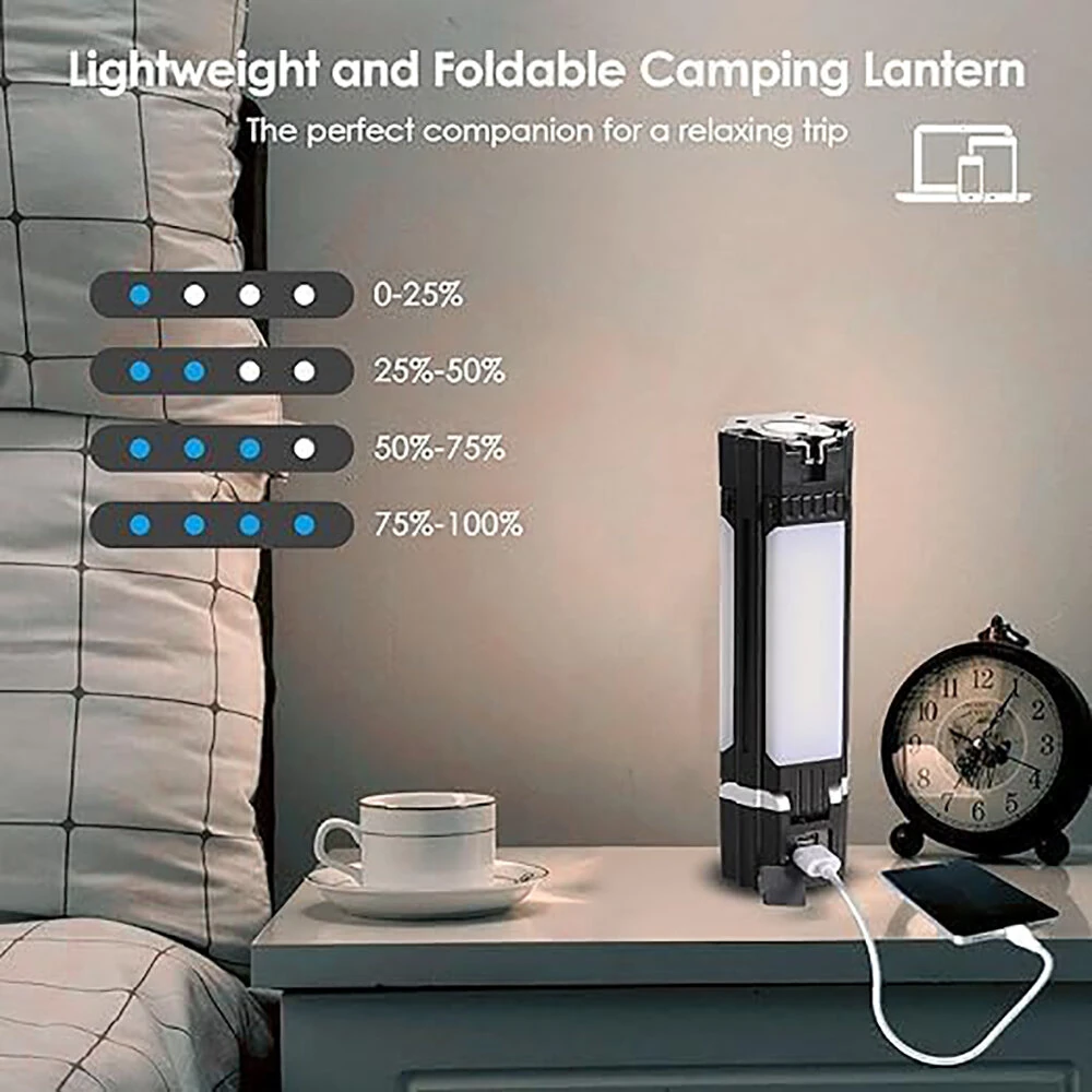 (image for) 3000mAh Portable Camping Light Rechargeable LED Camping Lantern with 5 Light Modes Waterproof Camping Gear SOS Flashlights for Emergencies Travel