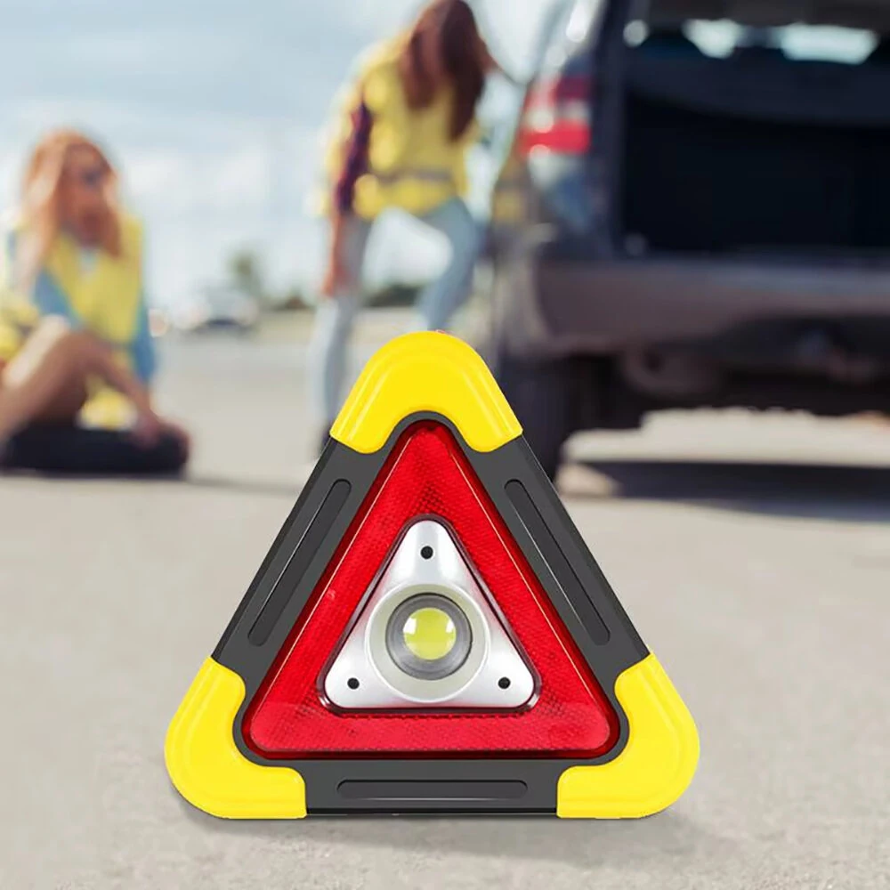 (image for) LED Triangle Warning Sign Night Light Warning Lamp Work Light Solar Powered Triangle Warning Sign Lamp With 4 Light Modes