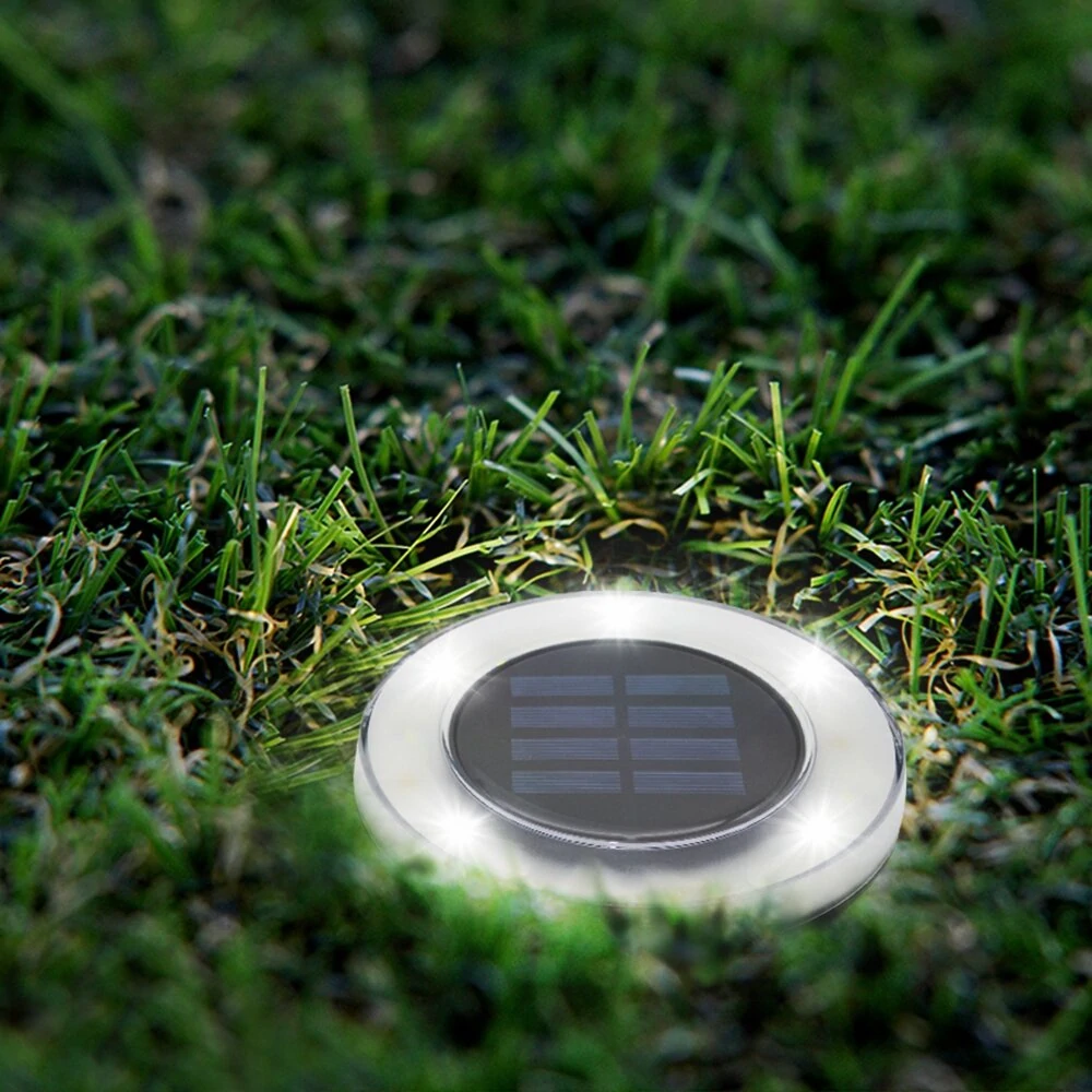 (image for) Solar Powered 8 LED Buried Lamp Round Underground Light Waterproof Outdoor Pathway Garden Yard Lawn